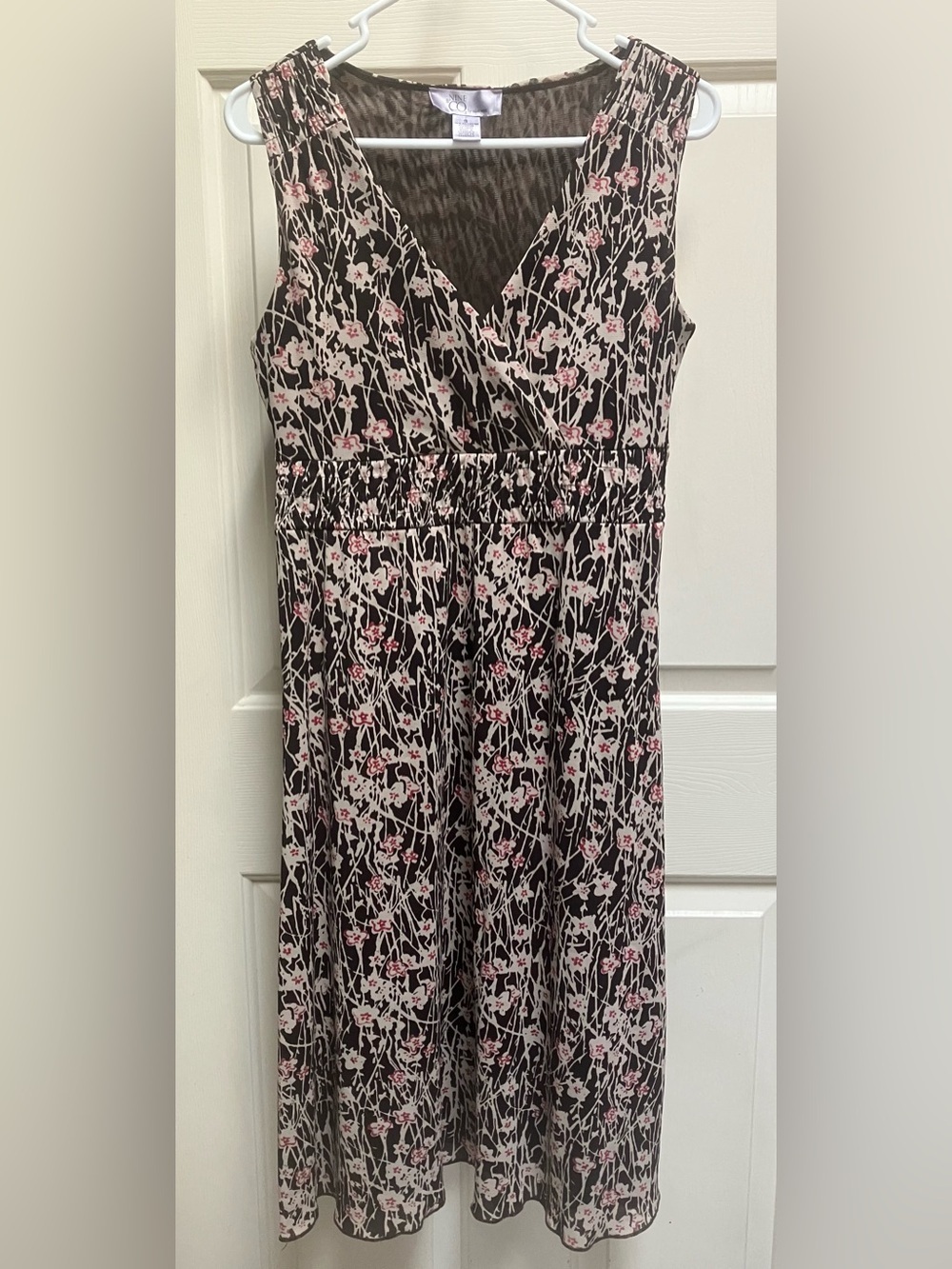 Nine West Midi Dress with Pink Floral Print Size Small